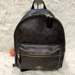 大定番 COACH リュック シグネチャー ブラウン ミディアムチャーリー