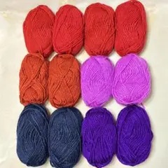 アクリル毛糸 ④12玉　300ｇ　5色セット　あみぐるみ　小物　かぎ針編