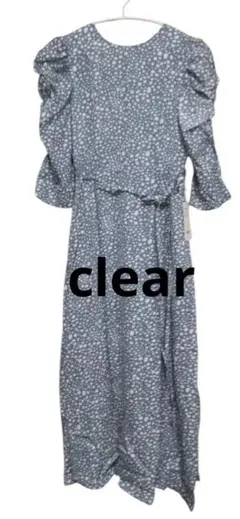 【新品未使用】　クリア　clear レオパード　ブルー　ワンピ　S タグ付き