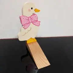 木製トールペイント アヒルのドアストッパー長さ約15cm高さ約18.2cm