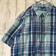 US古着 Columbia コロンビア 半袖シャツ チェック柄 XXL