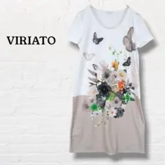 VIRIATO☆半袖ワンピース 花 蝶【M相当】