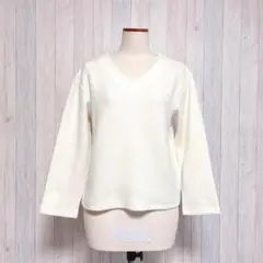 【ZofZampa】長袖 トップス Vネック シンプル オフホワイト M