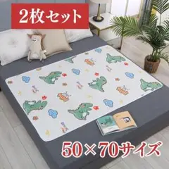 防水シーツ50×70 ２枚セット恐竜柄　介護 おねしょ ペット用 などに