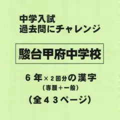 【サマーセール】駿台甲府中学校（山梨）の過去問『漢字の読み・書き』