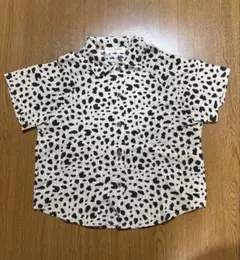 【S.X.KIDS 120cm】キッズ 半袖シャツ ベージュ・黒レオパード柄