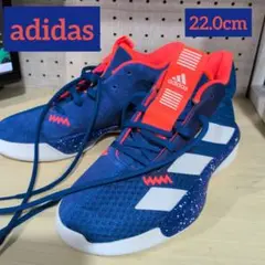 美品　adidas バスケットシューズ 青/オレンジ　22センチ