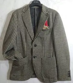 良品【ZARA】ジャケット・ストレッチ・茶系/千鳥格子
