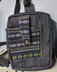 メキシカンドビー　ダークデニム柄　斜めがけ ボディバッグ
