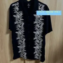 VOLCOM 半袖 サマー シャツ アロハ ブラック×リーフ柄 Mサイズ