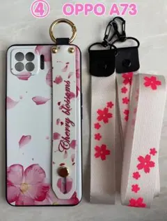 OPPO A73 ④ピンクの花　可愛い＆ハンドベルト＆ストラップ２点付き