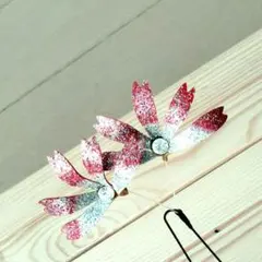 花形ピンクシルバー髪飾り　着物　浴衣　成人式など 新品未使用