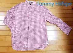 トミーヒルフィガーTOMMY HILFIGER長袖シャツ赤白チェックメンズM