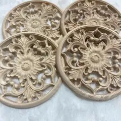 家具装飾 ラウンド木製アンレー 10x0.7cm 木製アップリケ