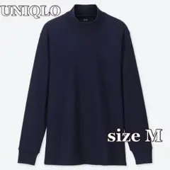 ●ユニクロ　ソフトタッたチハイネックT（M）ネイビー系