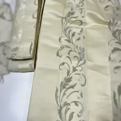 クリーム色 花柄刺繍 プリーツカーテン 2枚セット 100×130窓用