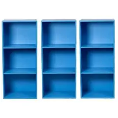 【新品】カラーボックス3段 　3個セット（ブルー）子供部屋　本棚　３段ボックス