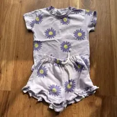 フラワープリントTシャツとショートパンツセット 6-9ヶ月
