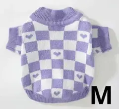 犬服ドッグウェア★ハートチェック★パープル★M