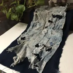 星花模様のバリバリ襤褸/藍染／襤褸