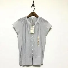 無印良品 強撚ボイル フレンチスリーブ ブラウス ライトグレー