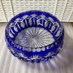 POLONIA クリスタルボウル　ブルー　切子