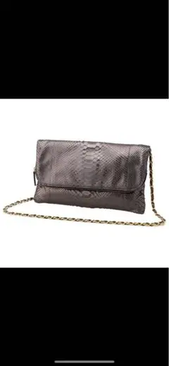 Zagliani ヘビ革 クラッチバッグ グレーメタリック