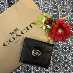 COACH コーチ ダークブラウン ブラック カラーブロック 二つ折り