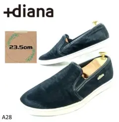 美品★+diana レア ハラコ ロゴ 金具 スリッポン サイドゴア スニーカー