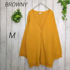 【BROWNY】ブラウニー　メンズ　カーディガン　オレンジ　Mサイズ　麻混