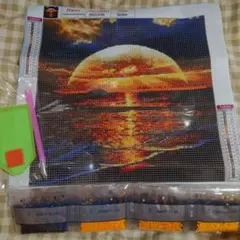 ダイヤモンドアート 海に沈む夕日（30×30cm）