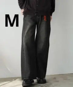 CURVED FLARE DENIM SLACKSヴィンテージブラックM