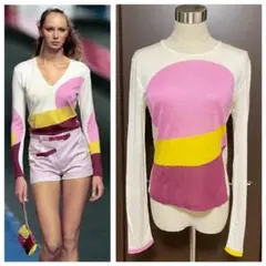 本物 シャネル 配色切替 長袖 ニット セーター 38 CHANEL