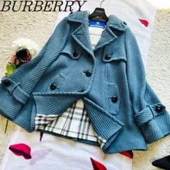 【良品】BURBERRY BLUE LABEL ピーコート ブルー フレア 38