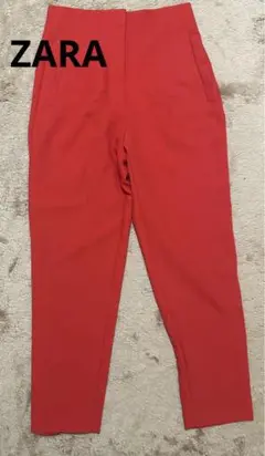 ZARA ハイウエストパンツ レッド