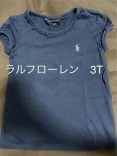 ラルフローレン3T紺色　Tシャツ　ネイビー　フリル　定番　女の子　ロゴ　白