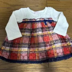 メゾピアノ フリル付きチェック柄 トップス
