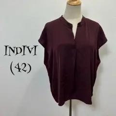 INDIVI インディヴィ(42)トップス/ノースリーブ/ボルドー/大きいサイズ