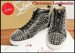 正規品 クリスチャンルブタン 黒レザー ルイススパイク 41 スタッズ メンズ