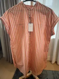 【新品タグあり】SALOON 半袖 シャツ ブラウス　オレンジ タグあり