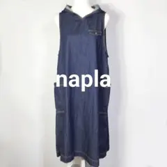napla デニム パーカー ノースリーブ ロングワンピース ネイビー ゆったり