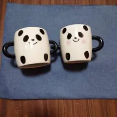 パンダデザインの仲良し陶器マグカップ2個セット