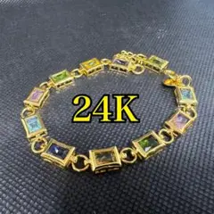 24K 印字あり ブレスレット カラフルストーン