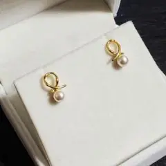 A507【純銀製⭐】ピアス 1粒 パール 小ぶり シンプル 上品 K18YG