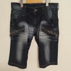 Mサイズ 相当 ニコルクラブフォーメン ダークブルーデニムショートパンツ