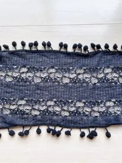 スカーフ　手芸　素材　ハンドメイド　材料　パーツ　布　クラフト　ストール　黒色