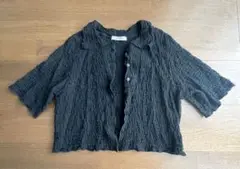 セール　美品⭐︎w closet 半袖ブラウス　黒　ダブルクローゼット　ショート丈