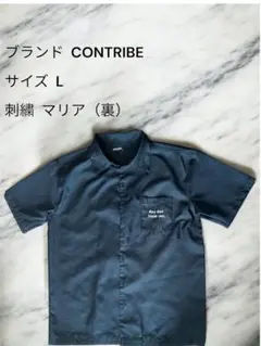 メンズ マリア刺繍 半袖 シャツ 黒 CONTRIBE