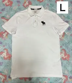 【Abercrombie & Fitch】アバクロの青刺繍ロゴ入り白ポロシャツ