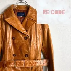 【古着】90's ヴィンテージ カウレザー トレンチコート 牛革 ブラウン M